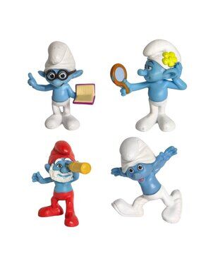 Smurfs Brainy Papa Clumsy Vanity Figures 4 pc Collectible Toys McDonalds Peyo